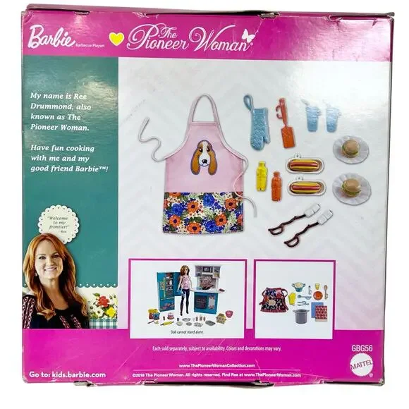 Barbie The Pioneer Woman Doll & Kitchen Set Bundle Barbecue Pasta Dishwasher